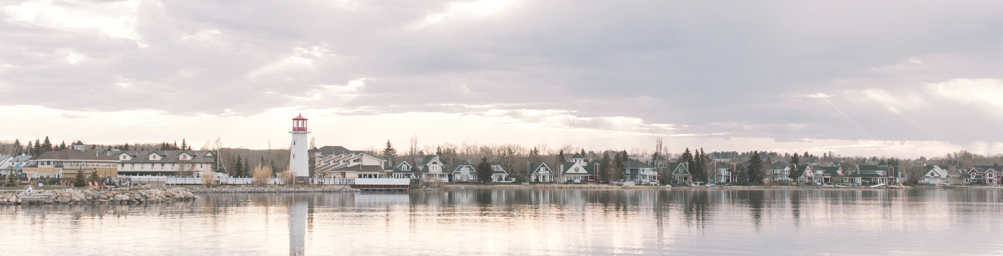 The shoreline for the town of Sylvan Lake